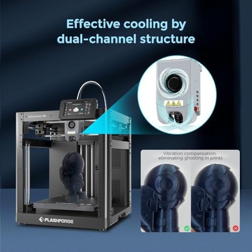 FLASHFORGE AD5M 3D Printer 600mm/s High Speed CoreXY Printer 1 Click Auto Leveling  220x220x220mm Build Volume Direct Drive Extruder Quick Swap Nozzle Ideal for Rapid Prototyping&DIY 3D Printing