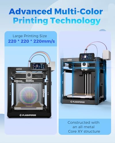 FLASHFORGE AD5X 3D Printer Multi Color 3D Printer with IFS Fully Auto Leveling with Max 600mm/s High Speed Printing and Max 300 C Nozzle Large Printing Size 220   220   220mm  AD5X