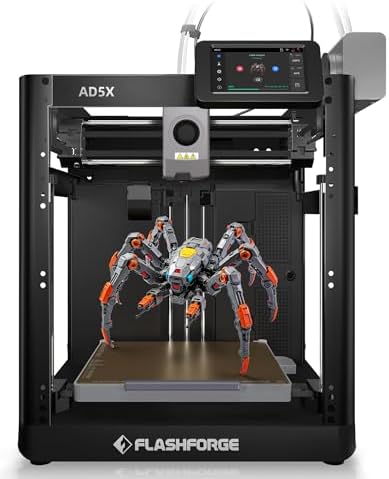 FLASHFORGE AD5X 3D Printer Smart Multi Color 3D Printer with IFS Max 600mm/s High Speed 4 Colors Printing Fully Auto Leveling 300 C Direct Extruder for PLA CF PETG CF Print Size 220x220x220mm