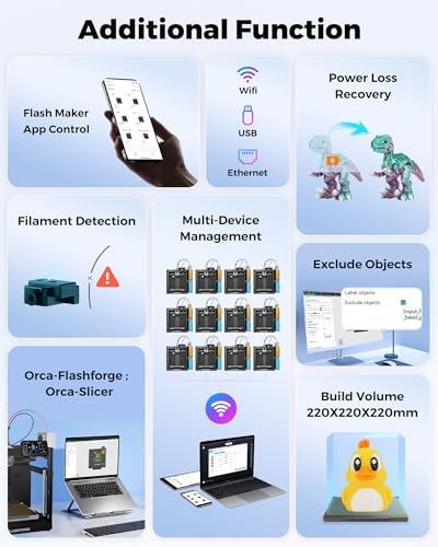 FLASHFORGE AD5X 3D Printer Smart Multi Color 3D Printer with IFS Max 600mm/s High Speed 4 Colors Printing Fully Auto Leveling 300 C Direct Extruder for PLA CF PETG CF Print Size 220x220x220mm