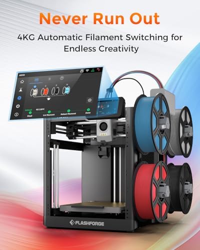 FLASHFORGE AD5X Multi Color 3D Printer 4 Colors with IFS  Fully Auto Leveling FDM 3D Printer with Max 600mm/s High Speed Printing and Max 300 C Nozzle  Large Printing Size 220   220   220mm