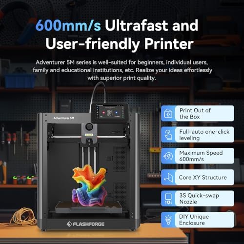 FLASHFORGE AD5X Multi Material 3D Printer 4 Color Printing  600mm/s Speed 1 Click Print with DIY IFS Creations  Full Auto Calibration & Filament Backup  AD5X  Multi Color Productivity Booster