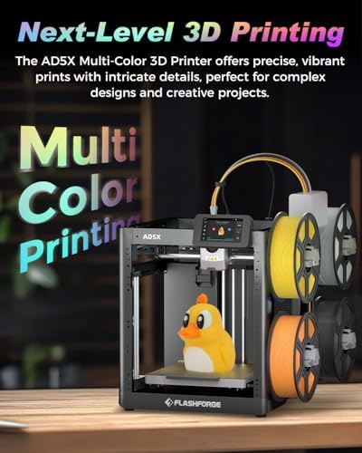 FLASHFORGE AD5X Multi Color 3D Printer  CoreXY 600mm/s High Speed  1 Click Auto Leveling  300 C Direct Drive Extruder  220x220x220mm Build Volume  Ideal for Precision and Efficiency