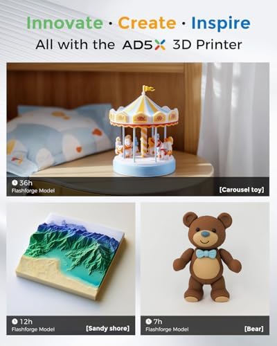 FLASHFORGE AD5X Multi Color 3D Printer 4 Colors with IFS  Fully Auto Leveling FDM 3D Printer with Max 600mm/s High Speed Printing and Max 300 C Nozzle  Large Printing Size 220   220   220mm