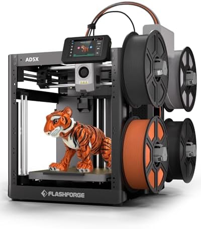 FLASHFORGE AD5X Multi Color 3D Printer  CoreXY 600mm/s High Speed  1 Click Auto Leveling  300 C Direct Drive Extruder  220x220x220mm Build Volume  Ideal for Precision and Efficiency