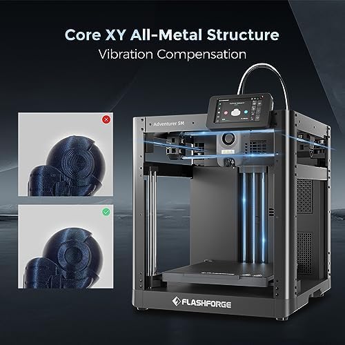 FLASHFORGE Adventurer 5M 3D Printer with Fully Auto Leveling  Max 600mm/s High Speed Printing  280 C Direct Extruder with 3S Detachable Nozzle  CoreXY All Metal Structure  Print Size 220x220x220mm