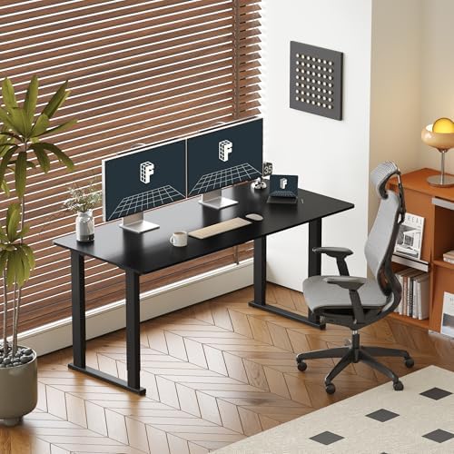 FLEXISPOT 4 Leg Standing Desk 71 x 32 Inch Electric Adjustable Height Sit Stand Desk with Splice Board Home Office Desk  Black Top   Black Frame