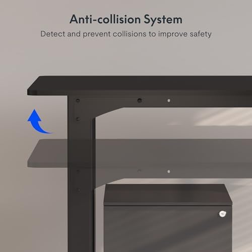 FLEXISPOT 4 Leg Standing Desk 71 x 32 Inch Electric Adjustable Height Sit Stand Desk with Splice Board Home Office Desk  Black Top   Black Frame