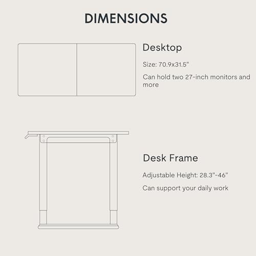 FLEXISPOT 4 Leg Standing Desk 71 x 32 Inch Electric Adjustable Height Sit Stand Desk with Splice Board Home Office Desk  Black Top   Black Frame