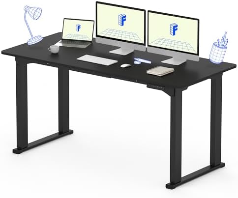 FLEXISPOT 4 Leg Standing Desk 71 x 32 Inch Electric Adjustable Height Sit Stand Desk with Splice Board Home Office Desk  Black Top   Black Frame