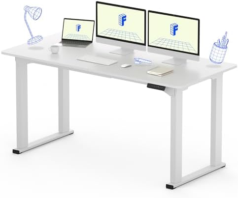 FLEXISPOT 4 Leg Standing Desk 71 x 32 Inch Electric Adjustable Height Sit Stand Desk with Splice Board Home Office Desk  Black Top   Black Frame