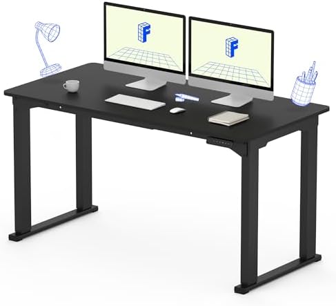 FLEXISPOT 4 Leg Standing Desk 71 x 32 Inch Electric Adjustable Height Sit Stand Desk with Splice Board Home Office Desk  Black Top   Black Frame