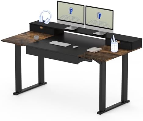 FLEXISPOT 4 Leg Standing Desk 71 x 32 Inch Electric Adjustable Height Sit Stand Desk with Splice Board Home Office Desk  Black Top   Black Frame