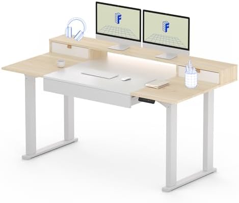 FLEXISPOT 4 Leg Standing Desk 71 x 32 Inch Electric Adjustable Height Sit Stand Desk with Splice Board Home Office Desk  Black Top   Black Frame