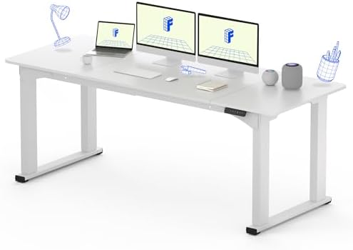 FLEXISPOT 4 Leg Standing Desk 71 x 32 Inch Electric Adjustable Height Sit Stand Desk with Splice Board Home Office Desk  Black Top   Black Frame