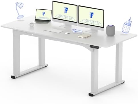 FLEXISPOT 4 Leg Standing Desk 71 x 32 Inch Electric Adjustable Height Sit Stand Desk with Splice Board Home Office Desk  Black Top   Black Frame