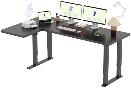 FLEXISPOT 4 Leg Standing Desk 71 x 32 Inch Electric Adjustable Height Sit Stand Desk with Splice Board Home Office Desk  Black Top   Black Frame