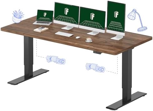 FLEXISPOT 71x32 Large Dual Motor Electric Standing Desk  Black Walnut   198 LBS Heavy Duty Capacity  Ideal for Home Office  Creative Studio  or Multi Monitor Setup