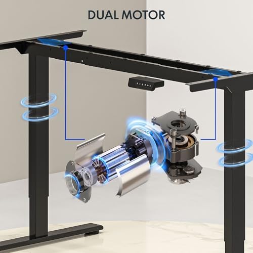 FLEXISPOT Escritorio de pie eléctrico de motor dual grande de 79x32 Pulgadas, Nogal Negro - Capacidad de 198 lbs de alta resistencia, ideal para oficina en casa, estudio creativo o configuración de