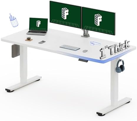 FLEXISPOT Escritorio de pie eléctrico de motor dual grande de 79x32 Pulgadas, Nogal Negro - Capacidad de 198 lbs de alta resistencia, ideal para oficina en casa, estudio creativo o configuración de