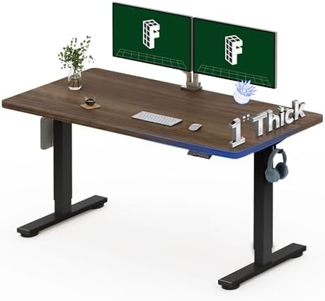 FLEXISPOT Escritorio de pie eléctrico de motor dual grande de 79x32 Pulgadas, Nogal Negro - Capacidad de 198 lbs de alta resistencia, ideal para oficina en casa, estudio creativo o configuración de