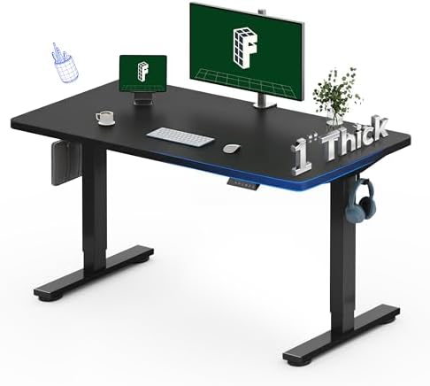 FLEXISPOT Escritorio de pie eléctrico de motor dual grande de 79x32 Pulgadas, Nogal Negro - Capacidad de 198 lbs de alta resistencia, ideal para oficina en casa, estudio creativo o configuración de