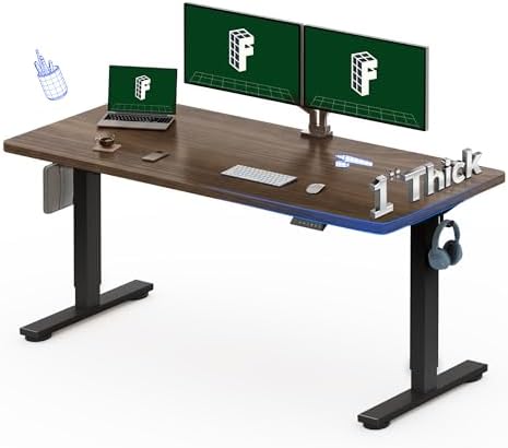 FLEXISPOT Escritorio de pie eléctrico de motor dual grande de 79x32 Pulgadas, Nogal Negro - Capacidad de 198 lbs de alta resistencia, ideal para oficina en casa, estudio creativo o configuración de