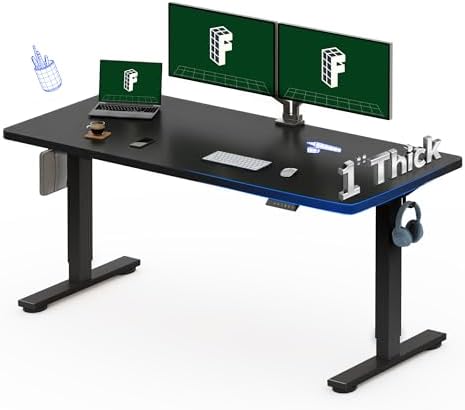 FLEXISPOT Escritorio de pie eléctrico de motor dual grande de 79x32 Pulgadas, Nogal Negro - Capacidad de 198 lbs de alta resistencia, ideal para oficina en casa, estudio creativo o configuración de