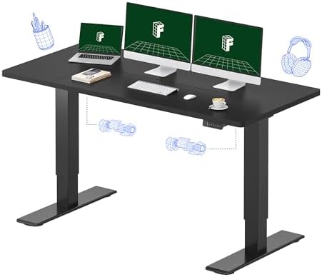 FLEXISPOT Escritorio de pie eléctrico de motor dual grande de 79x32 Pulgadas, Nogal Negro - Capacidad de 198 lbs de alta resistencia, ideal para oficina en casa, estudio creativo o configuración de