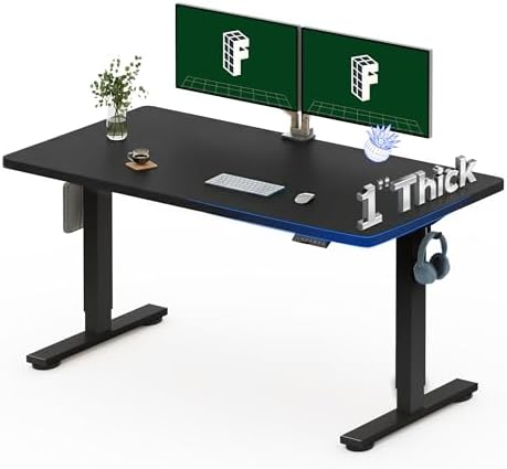FLEXISPOT Escritorio de pie eléctrico de motor dual grande de 79x32 Pulgadas, Nogal Negro - Capacidad de 198 lbs de alta resistencia, ideal para oficina en casa, estudio creativo o configuración de