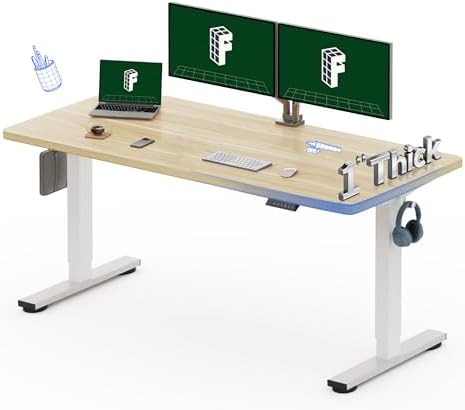 FLEXISPOT Escritorio de pie eléctrico de motor dual grande de 79x32 Pulgadas, Nogal Negro - Capacidad de 198 lbs de alta resistencia, ideal para oficina en casa, estudio creativo o configuración de