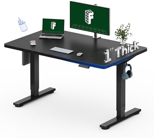 FLEXISPOT Escritorio de pie eléctrico de motor dual grande de 79x32 Pulgadas, Nogal Negro - Capacidad de 198 lbs de alta resistencia, ideal para oficina en casa, estudio creativo o configuración de
