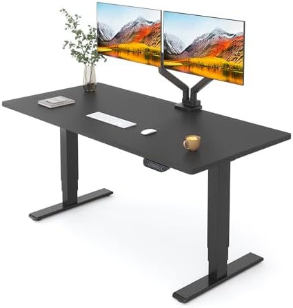 FLEXISPOT E6 MAX Real Walnut Veneer 60x30 Inch Dual Motor Standing Desk  330lbs Weight Capacity w/Warp Resistant Solid Core  3 Stage Height Adjustable Sit Stand Desk with Wheels  Black Frame 
