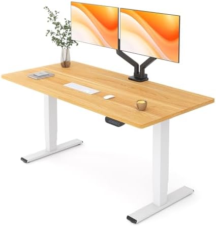 FLEXISPOT E6 MAX Real Walnut Veneer 60x30 Inch Dual Motor Standing Desk  330lbs Weight Capacity w/Warp Resistant Solid Core  3 Stage Height Adjustable Sit Stand Desk with Wheels  Black Frame 