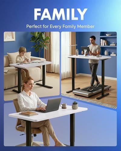 FLEXISPOT EN1 One Piece Standing Desk  Electric Adjustable with 4 Memory Presets  176 LBS Capacity  Stable & Quiet  Seamless Desktop for Home Office & Dual Monitors  55x28 White