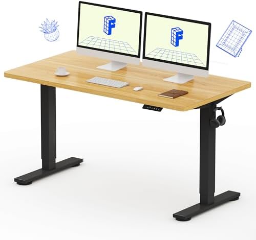 FLEXISPOT EN1 One Piece Standing Desk  Electric Adjustable with 4 Memory Presets  176 LBS Capacity  Stable & Quiet  Seamless Desktop for Home Office & Dual Monitors  55x28 White