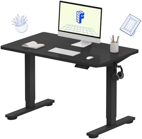 FLEXISPOT EN1 One Piece Standing Desk  Electric Adjustable with 4 Memory Presets  176 LBS Capacity  Stable & Quiet  Seamless Desktop for Home Office & Dual Monitors  55x28 White