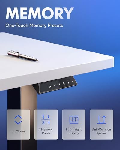 FLEXISPOT EN1 One Piece Standing Desk  Electric Adjustable with 4 Memory Presets  176 LBS Capacity  Stable & Quiet  Seamless Desktop for Home Office & Dual Monitors  55x28 White