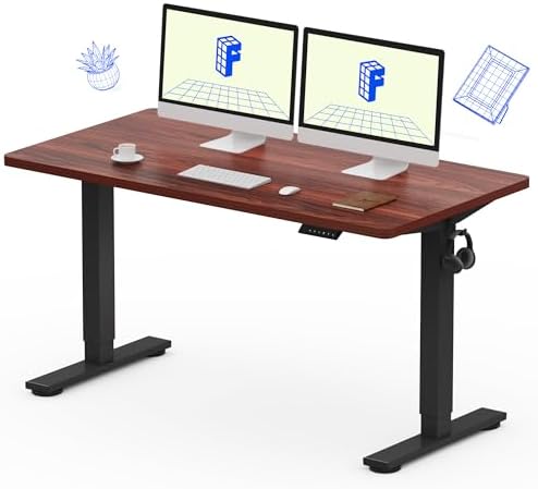 FLEXISPOT EN1 One Piece Standing Desk  Electric Adjustable with 4 Memory Presets  176 LBS Capacity  Stable & Quiet  Seamless Desktop for Home Office & Dual Monitors  55x28 White