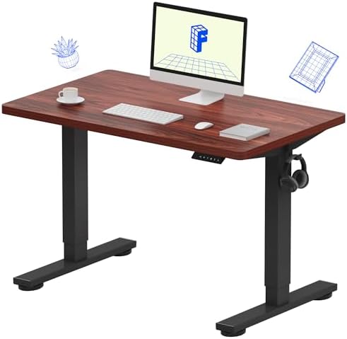 FLEXISPOT EN1 One Piece Standing Desk  Electric Adjustable with 4 Memory Presets  176 LBS Capacity  Stable & Quiet  Seamless Desktop for Home Office & Dual Monitors  55x28 White