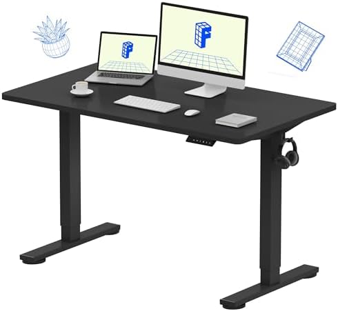 FLEXISPOT EN1 One Piece Standing Desk  Electric Adjustable with 4 Memory Presets  176 LBS Capacity  Stable & Quiet  Seamless Desktop for Home Office & Dual Monitors  55x28 White