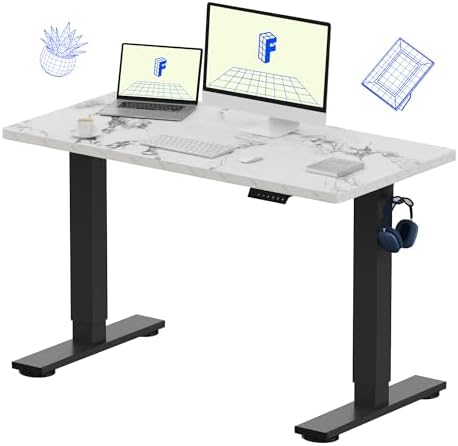 FLEXISPOT EN1 One Piece Standing Desk  Electric Adjustable with 4 Memory Presets  176 LBS Capacity  Stable & Quiet  Seamless Desktop for Home Office & Dual Monitors  55x28 White