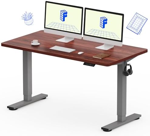 FLEXISPOT EN1 One Piece Standing Desk  Electric Adjustable with 4 Memory Presets  176 LBS Capacity  Stable & Quiet  Seamless Desktop for Home Office & Dual Monitors  55x28 White