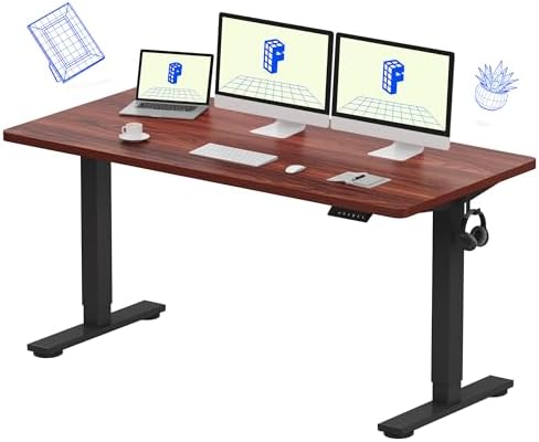 FLEXISPOT EN1 One Piece Standing Desk  Electric Adjustable with 4 Memory Presets  176 LBS Capacity  Stable & Quiet  Seamless Desktop for Home Office & Dual Monitors  55x28 White