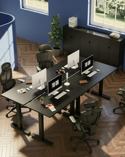 FLEXISPOT EN1 One Piece Standing Desk  Electric Adjustable with 4 Memory Presets  176 LBS Capacity  Stable & Quiet  Seamless Desktop for Home Office & Dual Monitors  55x28 Black