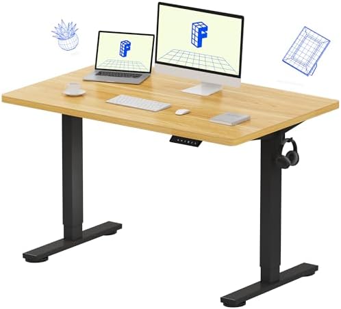 FLEXISPOT EN1 One Piece Standing Desk  Electric Adjustable with 4 Memory Presets  176 LBS Capacity  Stable & Quiet  Seamless Desktop for Home Office & Dual Monitors  55x28 Black