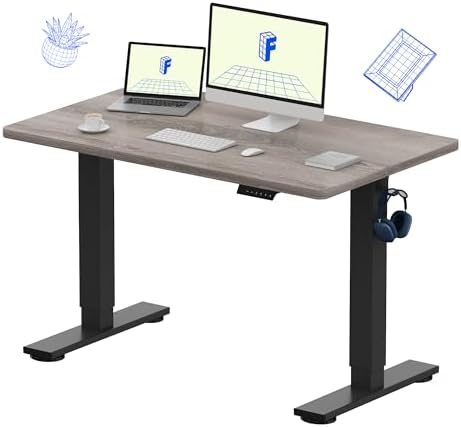 FLEXISPOT EN1 One Piece Standing Desk  Electric Adjustable with 4 Memory Presets  176 LBS Capacity  Stable & Quiet  Seamless Desktop for Home Office & Dual Monitors  55x28 Black