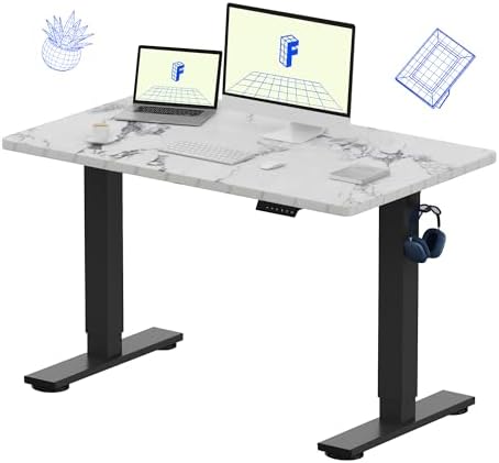FLEXISPOT EN1 One Piece Standing Desk  Electric Adjustable with 4 Memory Presets  176 LBS Capacity  Stable & Quiet  Seamless Desktop for Home Office & Dual Monitors  55x28 Black