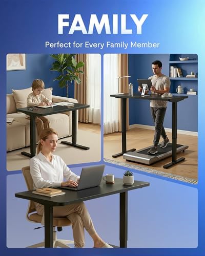 FLEXISPOT EN1 One Piece Standing Desk  Electric Adjustable with 4 Memory Presets  176 LBS Capacity  Stable & Quiet  Seamless Desktop for Home Office & Dual Monitors  55x28 Black