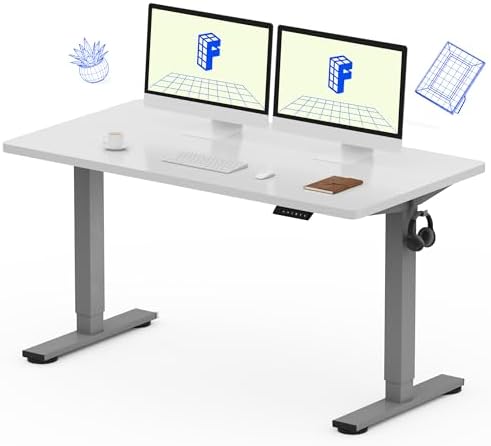 FLEXISPOT EN1 One Piece Standing Desk  Electric Adjustable with 4 Memory Presets  176 LBS Capacity  Stable & Quiet  Seamless Desktop for Home Office & Dual Monitors  55x28 Black